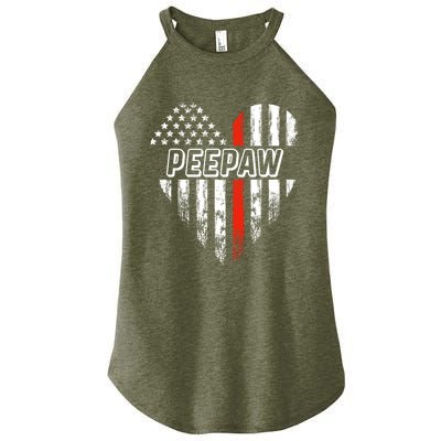 Proud Firefighter Peepaw American Flag Heart Great Gift Women's Perfect Tri Rocker Tank