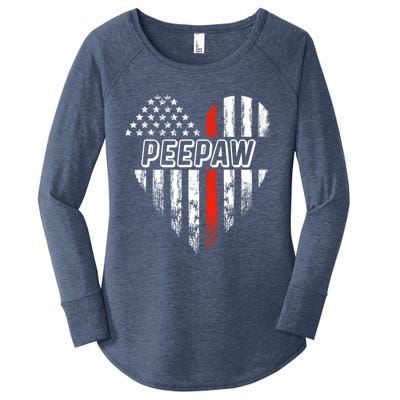 Proud Firefighter Peepaw American Flag Heart Great Gift Women's Perfect Tri Tunic Long Sleeve Shirt