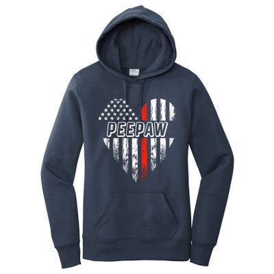 Proud Firefighter Peepaw American Flag Heart Great Gift Women's Pullover Hoodie