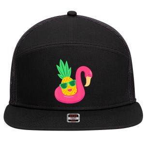 Pineapple Flamingo Pool Float Upside Down Pineapple 7 Panel Mesh Trucker Snapback Hat