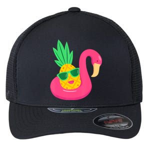 Pineapple Flamingo Pool Float Upside Down Pineapple Flexfit Unipanel Trucker Cap