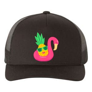 Pineapple Flamingo Pool Float Upside Down Pineapple Yupoong Adult 5-Panel Trucker Hat