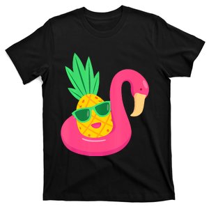 Pineapple Flamingo Pool Float Upside Down Pineapple T-Shirt