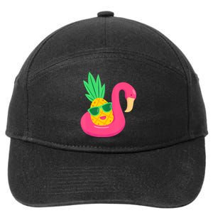 Pineapple Flamingo Pool Float Upside Down Pineapple 7-Panel Snapback Hat