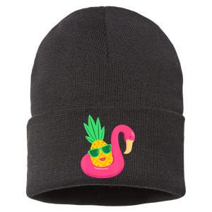 Pineapple Flamingo Pool Float Upside Down Pineapple Sustainable Knit Beanie