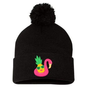 Pineapple Flamingo Pool Float Upside Down Pineapple Pom Pom 12in Knit Beanie