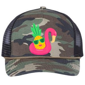 Pineapple Flamingo Pool Float Upside Down Pineapple Retro Rope Trucker Hat Cap