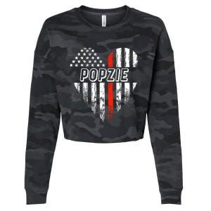 Proud Firefighter Popzie American Flag Heart Gift Cropped Pullover Crew