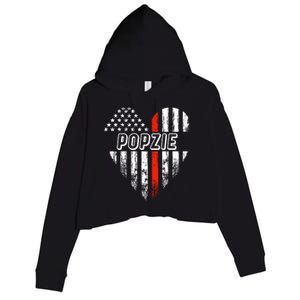 Proud Firefighter Popzie American Flag Heart Gift Crop Fleece Hoodie