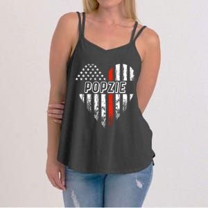 Proud Firefighter Popzie American Flag Heart Gift Women's Strappy Tank