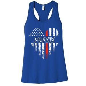 Proud Firefighter Popzie American Flag Heart Gift Women's Racerback Tank