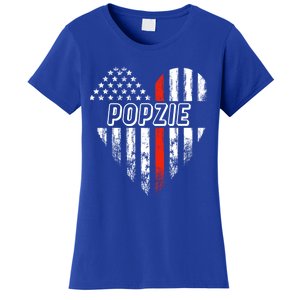 Proud Firefighter Popzie American Flag Heart Gift Women's T-Shirt