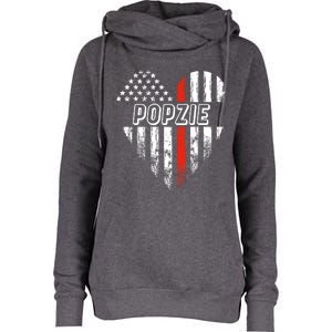 Proud Firefighter Popzie American Flag Heart Gift Womens Funnel Neck Pullover Hood