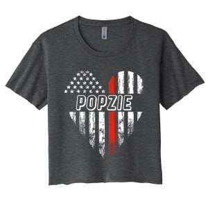 Proud Firefighter Popzie American Flag Heart Gift Women's Crop Top Tee