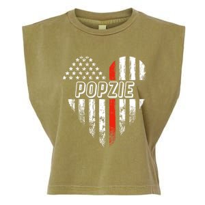 Proud Firefighter Popzie American Flag Heart Gift Garment-Dyed Women's Muscle Tee