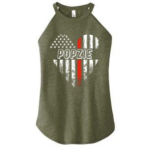 Proud Firefighter Popzie American Flag Heart Gift Women's Perfect Tri Rocker Tank