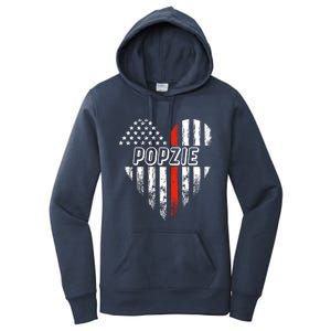 Proud Firefighter Popzie American Flag Heart Gift Women's Pullover Hoodie