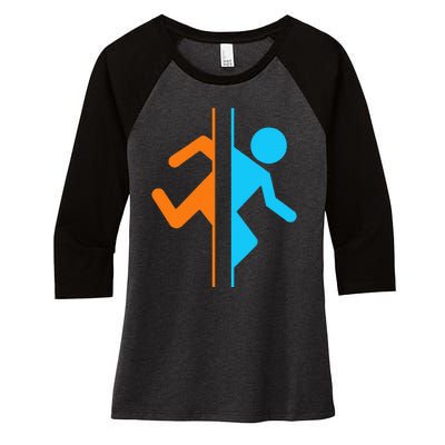 Portal Funny Women's Tri-Blend 3/4-Sleeve Raglan Shirt