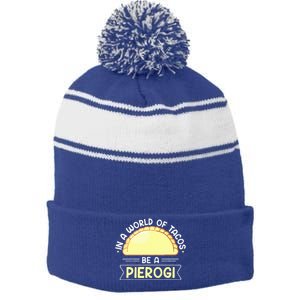 Polish Food Pierogi Stripe Pom Pom Beanie