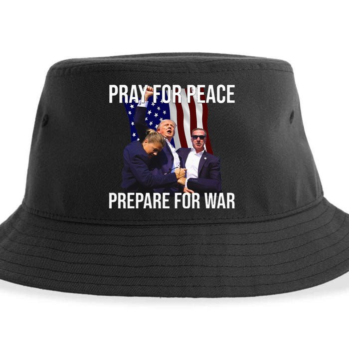 Pray For Peace Prepare For War Pro Trump Sustainable Bucket Hat