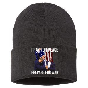 Pray For Peace Prepare For War Pro Trump Sustainable Knit Beanie