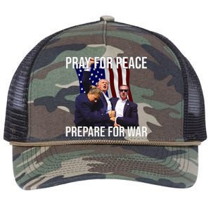 Pray For Peace Prepare For War Pro Trump Retro Rope Trucker Hat Cap