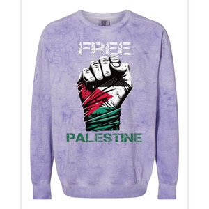 Palestine Free Palestine in Arabic Free Gaza Palestine Flag Colorblast Crewneck Sweatshirt