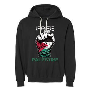 Palestine Free Palestine in Arabic Free Gaza Palestine Flag Garment-Dyed Fleece Hoodie