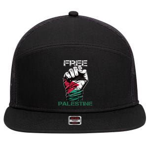 Palestine Free Palestine in Arabic Free Gaza Palestine Flag 7 Panel Mesh Trucker Snapback Hat