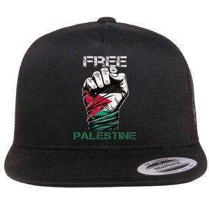 Palestine Free Palestine in Arabic Free Gaza Palestine Flag Flat Bill Trucker Hat