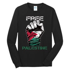 Palestine Free Palestine in Arabic Free Gaza Palestine Flag Tall Long Sleeve T-Shirt