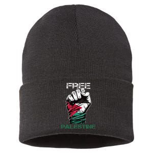 Palestine Free Palestine in Arabic Free Gaza Palestine Flag Sustainable Knit Beanie