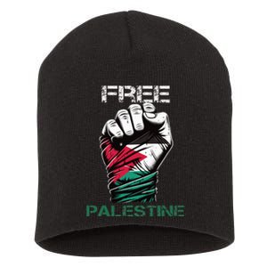 Palestine Free Palestine in Arabic Free Gaza Palestine Flag Short Acrylic Beanie