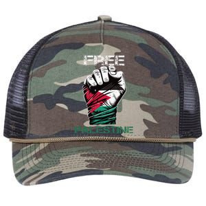 Palestine Free Palestine in Arabic Free Gaza Palestine Flag Retro Rope Trucker Hat Cap