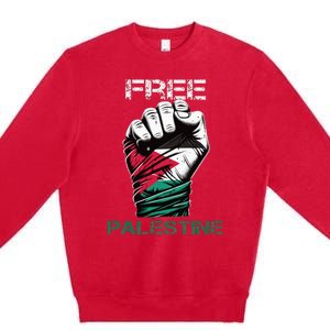 Palestine Free Palestine in Arabic Free Gaza Palestine Flag Premium Crewneck Sweatshirt