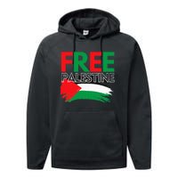 Palestine Free Palestine In Arabic Free Gaza Palestine Flag Performance Fleece Hoodie