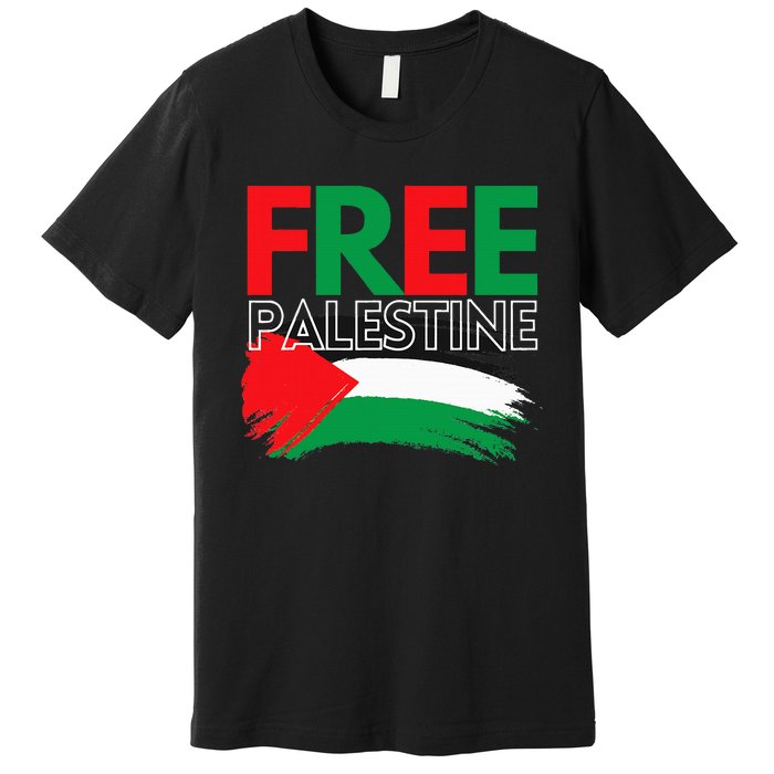 Palestine Free Palestine In Arabic Free Gaza Palestine Flag Premium T-Shirt