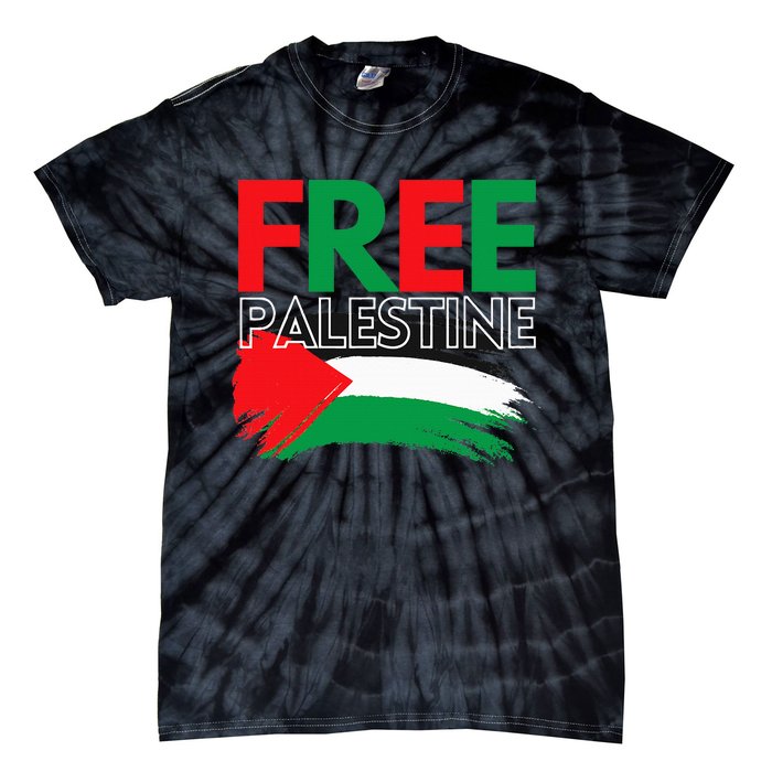 Palestine Free Palestine In Arabic Free Gaza Palestine Flag Tie-Dye T-Shirt