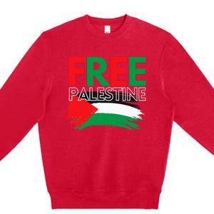 Palestine Free Palestine In Arabic Free Gaza Palestine Flag Premium Crewneck Sweatshirt