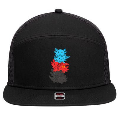 Polyamory Flag Pride LGBTQ Axolotl 7 Panel Mesh Trucker Snapback Hat