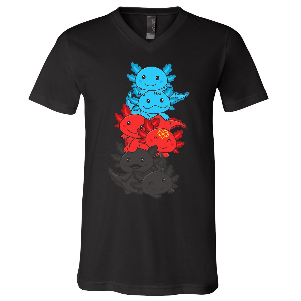 Polyamory Flag Pride LGBTQ Axolotl V-Neck T-Shirt
