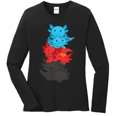 Polyamory Flag Pride LGBTQ Axolotl Ladies Long Sleeve Shirt