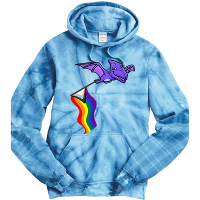 Pride Flag Pterosaur Pterodactyl Rainbow Dinosaur Tie Dye Hoodie