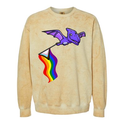 Pride Flag Pterosaur Pterodactyl Rainbow Dinosaur Colorblast Crewneck Sweatshirt