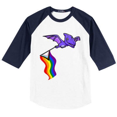 Pride Flag Pterosaur Pterodactyl Rainbow Dinosaur Baseball Sleeve Shirt