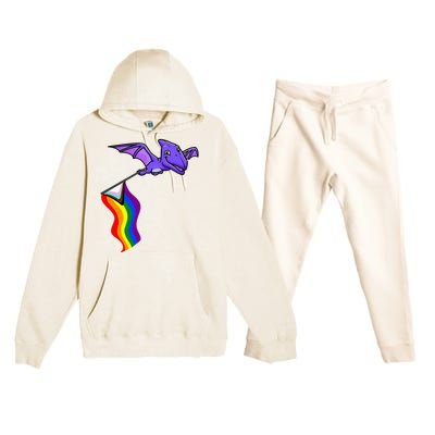 Pride Flag Pterosaur Pterodactyl Rainbow Dinosaur Premium Hooded Sweatsuit Set