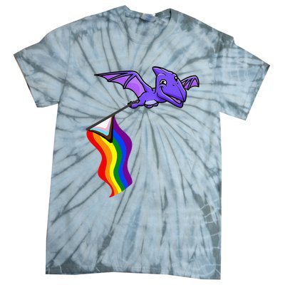 Pride Flag Pterosaur Pterodactyl Rainbow Dinosaur Tie-Dye T-Shirt