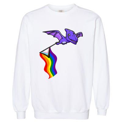 Pride Flag Pterosaur Pterodactyl Rainbow Dinosaur Garment-Dyed Sweatshirt