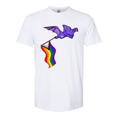 Pride Flag Pterosaur Pterodactyl Rainbow Dinosaur Softstyle CVC T-Shirt