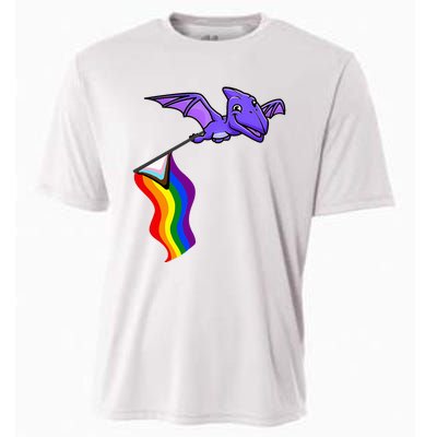 Pride Flag Pterosaur Pterodactyl Rainbow Dinosaur Cooling Performance Crew T-Shirt